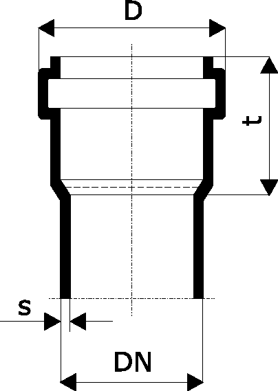 Эскиз Труба Ostendorf система HT Дн75х1.9 безнапорная из PP-H, L=0.75м, серая с раструбом