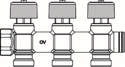 Коллектор Oventrop Multidis R 3/4″x3/4″x3 Ду20 Py10 из бронзы, с функцией отключения и вентилями