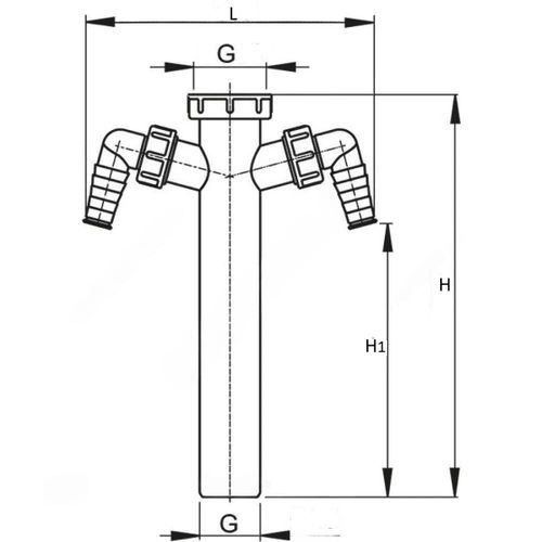 Патрубки для сифона Alca серии А с двумя отводами, корпус - полипропилен, цвет - белый
