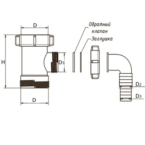 Патрубки для стиральной машины ОРИО серии А с одним отводом, корпус - полипропилен, цвет - белый