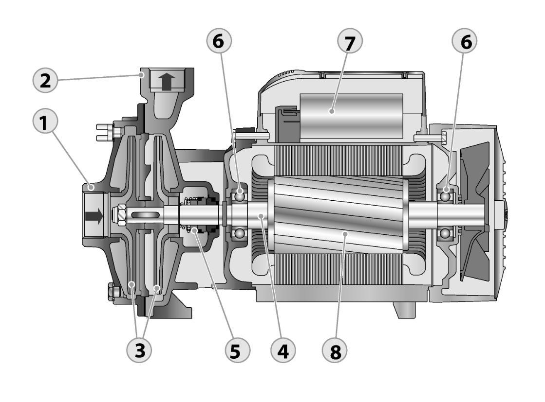 Насосы центробежные Pedrollo CP мощность 0.25-2.2 кВт Ру6-10 однофазные и трехфазные, резьбовое соединение 1″x1″ - 1 1/4″x1″