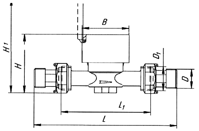 Счетчик холодной и горячей воды крыльчатый одноструйный Декаст ОСВУ-32 НЕПТУН Ду32 Ру16 резьбовой,до 120°С, L=170 мм, в комплекте с монтажным набором