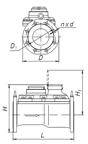 Счетчик холодной воды комбинированный (крыльчатый и турбинный) Декаст СТВК 1 80/20 ДГ Ду80/20 Ру16 фланцевый, импульсный, до 30°С, L=370мм