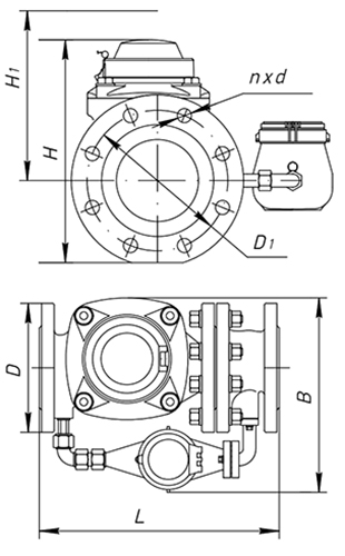 Счетчик холодной воды комбинированный крыльчатый турбинный СТВК 2 65/20 Ду65-20 Ру16 фланцевый, до 30°С
