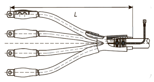 Муфта кабельная Подольский ЗЭМИ 4КВНтп-В концевая, количество жил - 4, сечение жил 150-240 мм2, напряжение 1кВ, с наконечниками