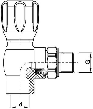 Краны шаровые PRO AQUA Дн20х1/2″-25х3/4″ Ру25 угловые с разъемным соединением, для радиаторов, полипропиленовые, наружная резьба/под приварку, управление - вентиль, белые