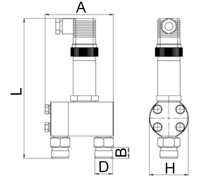 Датчик перепада давления ПРОМА ДДМ-1212-ДД-63-А05-М20-Г, класс точности 0.5, резьба присоединения М20х1.5, диапазон измерений давлений 0-63 кПа, для газа