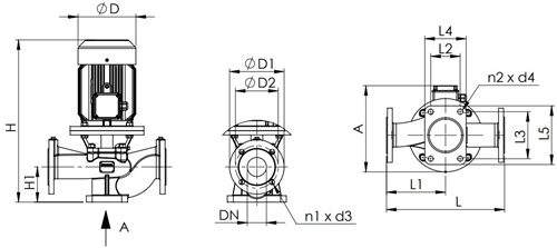 Насос циркуляционный РАЦИОНАЛ Rz-L80-117/44-15/2.4 поверхностный, корпус - чугун, мощность - 15кВт, напор - 44м, производительность - 1950л/мин, 400В