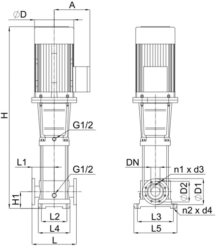 Насос многоступенчатый РАЦИОНАЛ Rz-VC100-80/107-22/2 поверхностный, корпус - чугун, мощность - 22кВт, напор - 107м, производительность - 1334л/мин, 400В