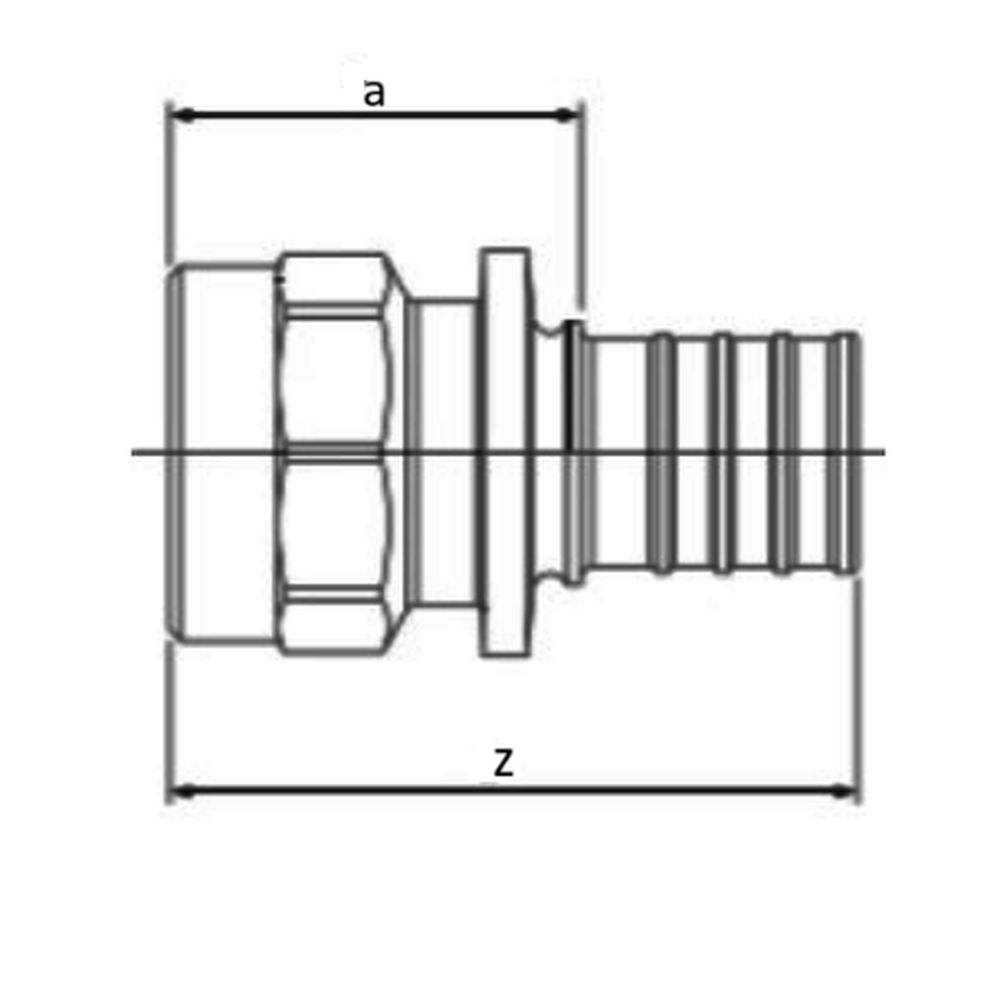 Муфта для PE-X труб Rehau Rautitan RX+ Дн25х1/2″ присоединение аксиальное / внутренняя резьба, корпус - бронза