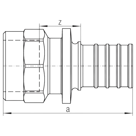 Переходник REHAU RX Дн25 Ру10, Rp 1″, для полиэтиленовых труб, аксиальное / внутренняя резьба, корпус - латунь
