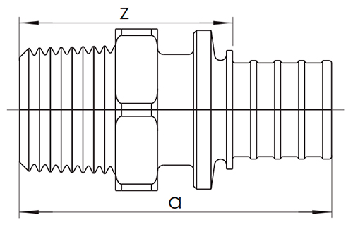 Переходник REHAU RX Дн90х8.2-R3″ Ру10 SDR 11 с наружной резьбой, корпус - бронза, присоединение - аксиальное/наружная резьба для труб из сшитого полиэтилена