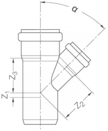 Тройник канализационный шумопоглощающий Rehau RAUPIANO Plus Дн110x75 Ру1 45°, материал корпуса – полипропилен RAU-PP, уплотнение - стиролбутадиеновый каучук (SBR)