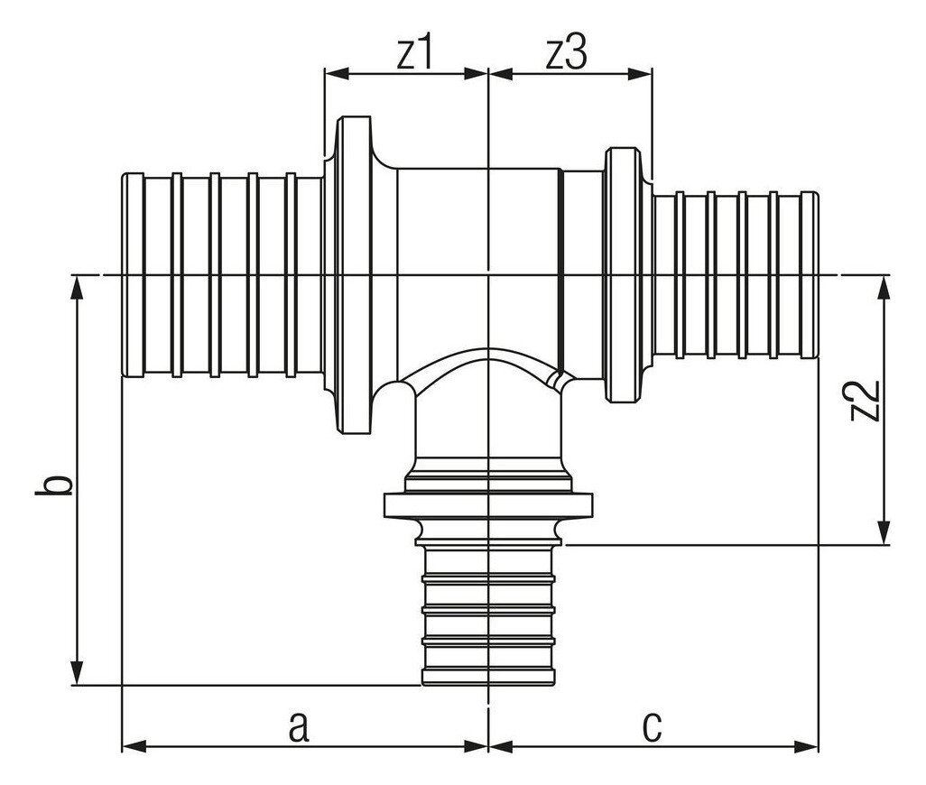 Тройник переходной REHAU Rautitan RX+ Дн50х32х40 Ру10 бронзовый, присоединение - аксиальное, с уменьшенным боковым и торцевым проходом