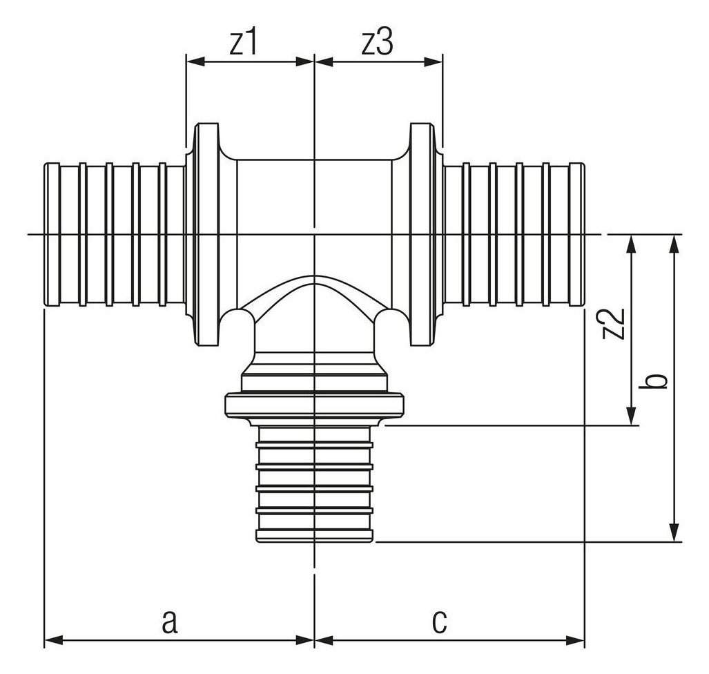 Тройник переходной REHAU Rautitan RX+ Дн50х20х50 Ру10 бронзовый, присоединение - аксиальное, с уменьшенным боковым проходом