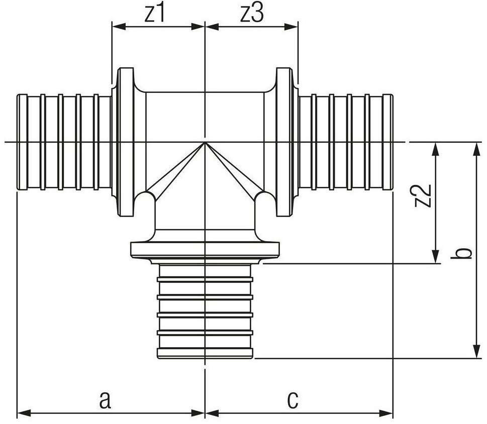 Тройники равнопроходные REHAU Rautitan RX+ Дн50-63 Ру10 бронзовые, присоединение - аксиальное, для PE-X труб