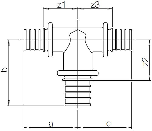 Тройники Rehau SDR 7.4 Дн20x32x20 Ру10 для труб из сшитого полиэтилена RAUPEX и RAUTHERM с расширенными проходами, присоединение – аксиальное, корпус – латунь