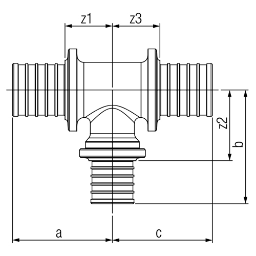 Тройники REHAU RX Дн90х8.2-110х10 Ру10 SDR 11 равнопроходные, корпус - бронза, присоединение - аксиальное для труб из сшитого полиэтилена