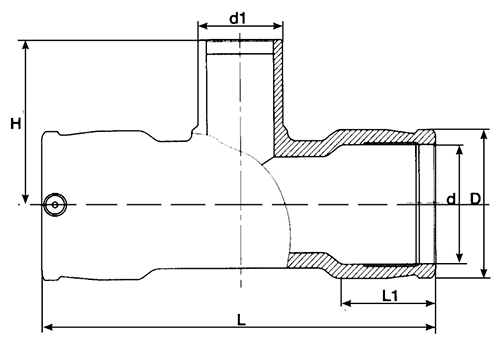 Тройник электросварной REHAU RAUPEX Дн50x40x50 Ру16 угол - 90°, корпус - полиэтилен для труб из сшитого полиэтилена, цвет - черный