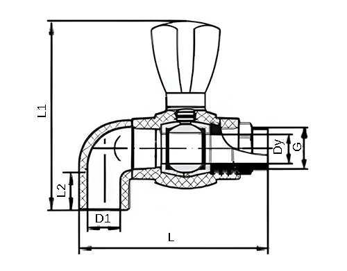 Кран шаровой полипропиленовый PP-R REMSAN Дн25х3/4″ Ру25 угловой для радиатора, наружная резьба / сварка, белый
