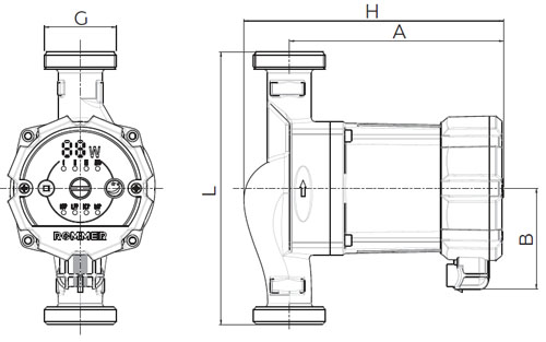 Насос циркуляционный Rommer PROFI EVO 25/60-180 поверхностный, корпус - чугун, мощность - 0.045кВт, напор - 6м, производительность - 60л/мин, 220В