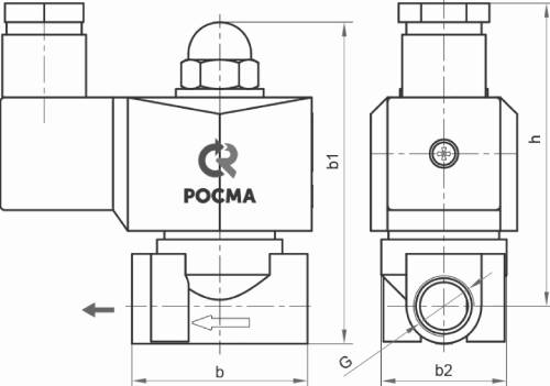 Клапан электромагнитный Росма СК-12 G1/4 Ду8 Ру7 латунный, нормально-закрытый, прямого действия, мембрана - NBR, с катушкой 24В