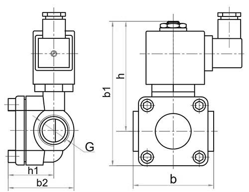 Клапан электромагнитный Росма СК-22-ВД G3/4 Ду20 Ру16 латунный, нормально открытый, непрямого действия, мембрана - NBR, с катушкой 24В