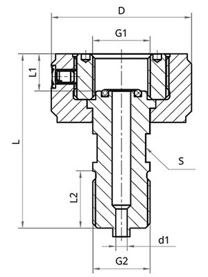 Патрон быстрозажимной Росма Ру400, нержавеющая сталь, наружная/внутренняя резьба М20х1.5–G1/2″, температура до 80°С