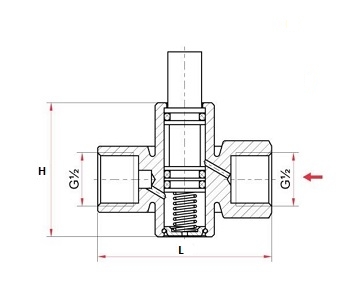 Эскиз Клапан для манометра Росма VE2-2 Ду15 Ру10 кнопочный латунный, внутренняя резьба G1/2