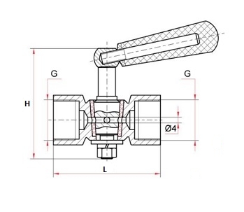 Эскиз Кран для манометра Росма Ду15 Ру25 трехходовой латунный, внутренняя/наружная резьба G1/2