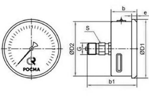 Мановакуумметр Росма ТМВ-321Т.00 (-0.1-1.5МПа) G1/4 1.5 коррозионностойкий виброустойчивый (готовый к гидрозаполнению) 63мм, тип - ТМВ-321Т, осевое присоединение, -0.1-1.5МПа, резьба G1/4, класс точности 1.5