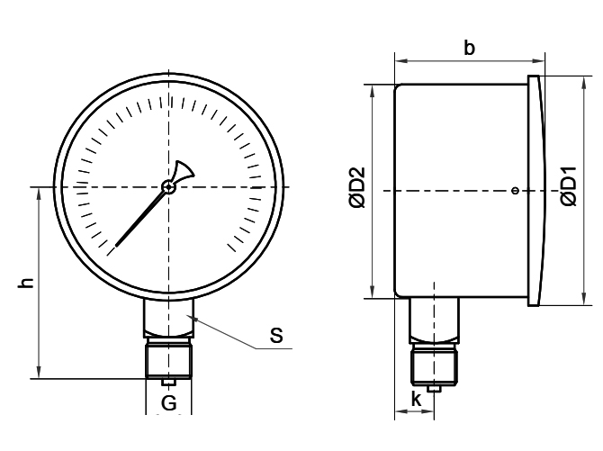Манометры низкого давления Росма КМ-11Р (6-60кПа), радиальное присоединение, класс точности 2.5