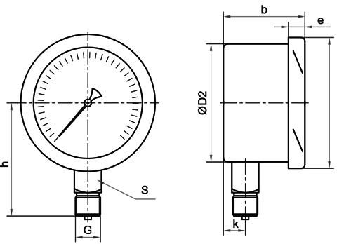 Манометры низкого давления Росма КМ-12Р (0-60кПа), радиальное присоединение, класс точности 1.5