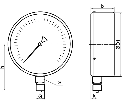 Манометр низкого давления Росма КМ-31Р (0-2.5kPa) M20x1.5 1.5 150мм, тип - КМ-31Р, радиальное присоединение, 0-2.5кПа, резьба M20x1.5, класс точности 1,5