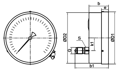 Манометры Росма ТМ-610ТЭ (0,1-10МПа) общетехнические, эксцентрическое присоединение,  класс точности 1.5