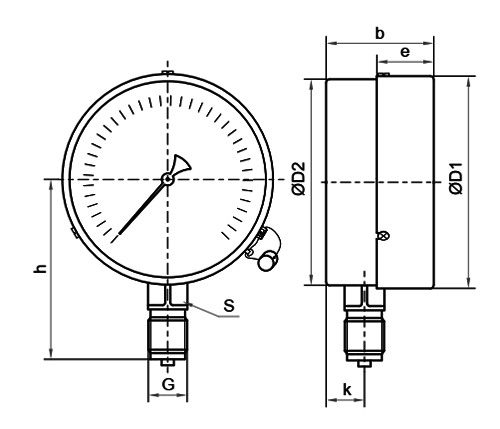 Манометры Росма ТМ-210Р (16-40МПа) общетехнические, радиальное присоединение,  класс точности 2.5