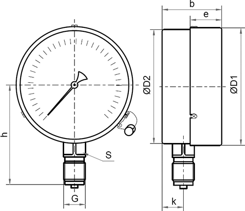 Мановакуумметры Росма ТМВ-310Р кл.т.1,5 1.5 общетехнические 63 мм, радиальное присоединение, резьба G1/4-M12x1.5 класс точности 1.5