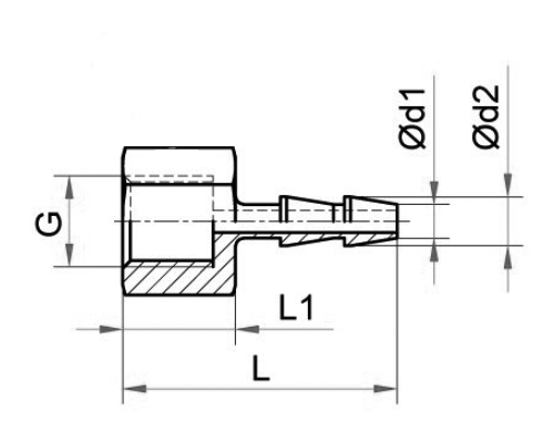 Переходник для манометра Росма Ру25, латунь, внутренняя.резьба M12x1,5–наружный штуцер для шланга 6,5мм