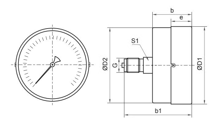 Вакуумметры Росма ТВ-310Т кл.т.1,5 M12x1.5 1.5 общетехнические 63 мм, осевое присоединение резьба M12x1.5, класс точности 1.5