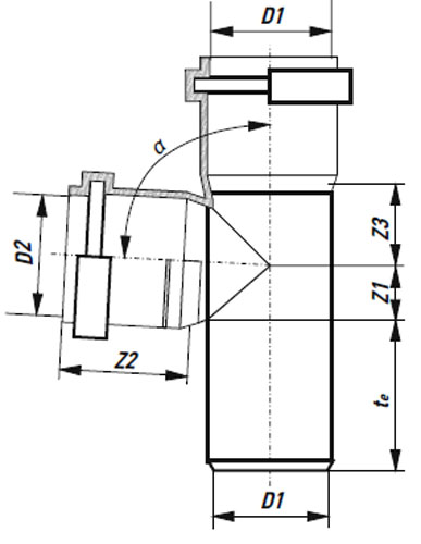 Тройник РосТурПласт Дн110х50 (45°), корпус - полипропилен PP-H, для бесшумной канализации, белый