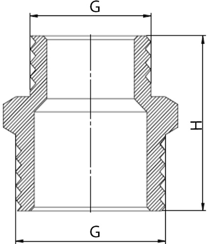 Ниппель РосТурПласт 25107 3/4x1/2″ Ду20x15 Ру40 переходной, корпус - латунь, покрытие - никель, присоединение - наружная резьба