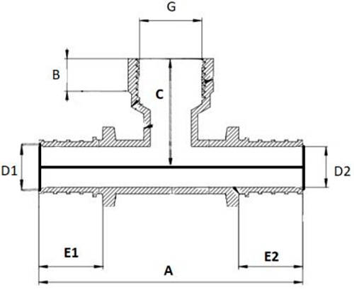 Тройники аксиальные РосТурПласт Дн16-32х1/2-1″x16-32 Ру16 корпус - латунь, присоединение - аксиальное/внутренняя резьба