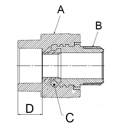 Тройники комбинированные РосТурПласт Дн32-50x3/4-1 1/2″ Ру25 полипропиленовые, присоединение - пайка/внутренняя резьба, под ключ, белые