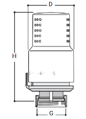 Термоголовка Royal Thermo Design жидкостная, диапазон регулировки 7-28°C, присоединение - гайка М30х1.5, корпус - поликарбонат, белый