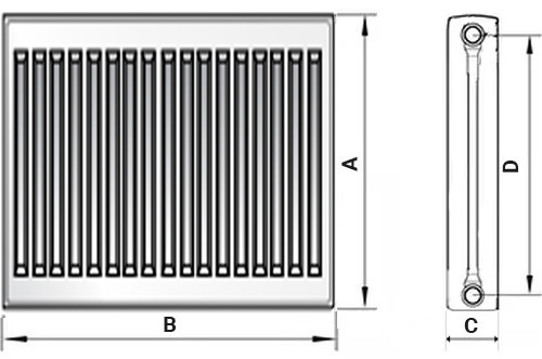 Радиаторы стальные панельные Royal Thermo COMPACT C11 0.478-3.588 кВт настенные, высота - 500 мм, ширина 400-3000 мм, количество панелей - 1, присоединение резьбовое - 1/2