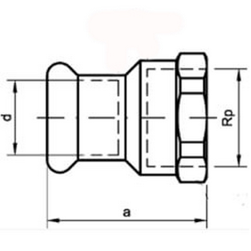 Муфта Sanha 8270G PURAPRESS ¾″ Ду18 Ру16, переходная, присоединение - внутренний выход под пресс/внутренняя резьба, корпус-бронза, уплотнение-EPDM для медных труб ВПр-ВР, корпус-бронза, уплотнение-EPDM