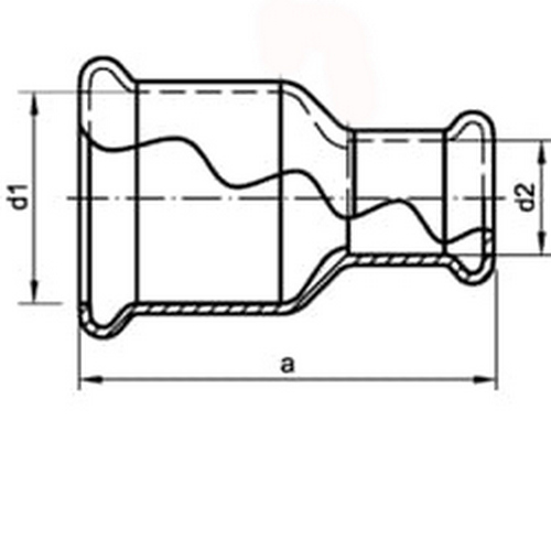 Муфты Sanha 24240 Therm Ду18-54 Ру16, редукционные, корпус - углеродистая сталь, присоединение - внутренний выход под пресс, уплотнение-EPDM