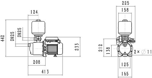 Насосная станция SHIMGE PX404E поверхностная, корпус - нержавеющая сталь, мощность - 0.75кВт, напор - 45м, производительность - 150л/мин, 220В