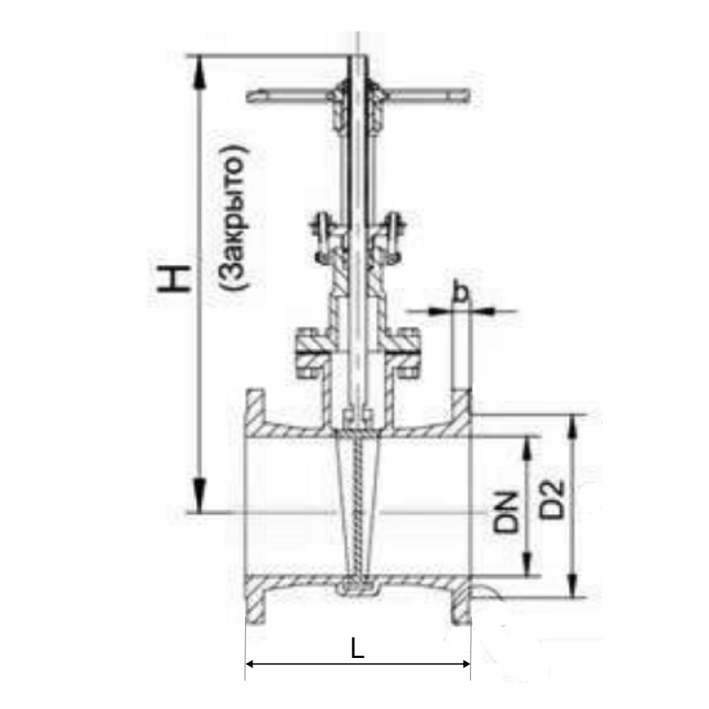 Задвижка клиновая 30с15нж СибЗТА Ду150 Ру40 фланцевая, шпиндель - выдвижной, корпус - сталь WCB, со штурвалом