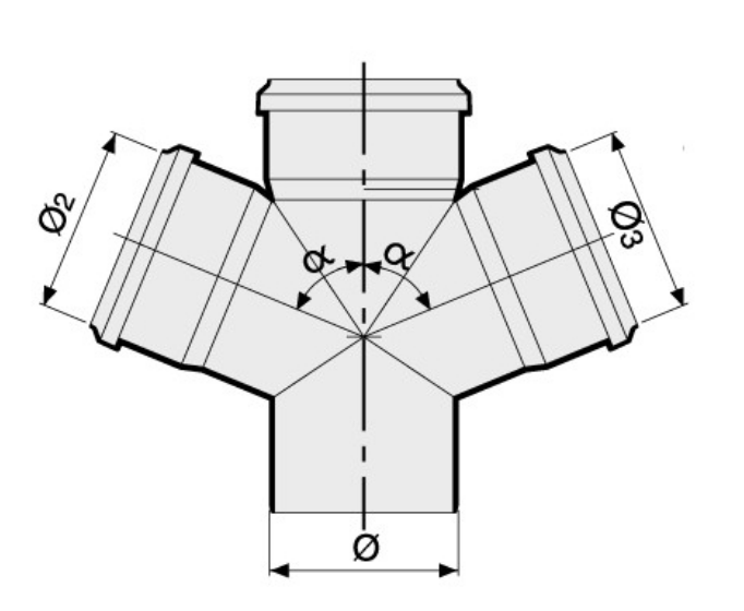 Крестовина Sinikon Комфорт Дн110х50х50 на 45° одноплоскостная, для внутренней канализации, полипропиленовая